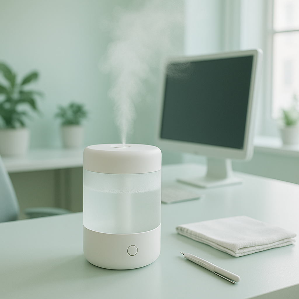 Cleaning Routine desktop humidifier office scene