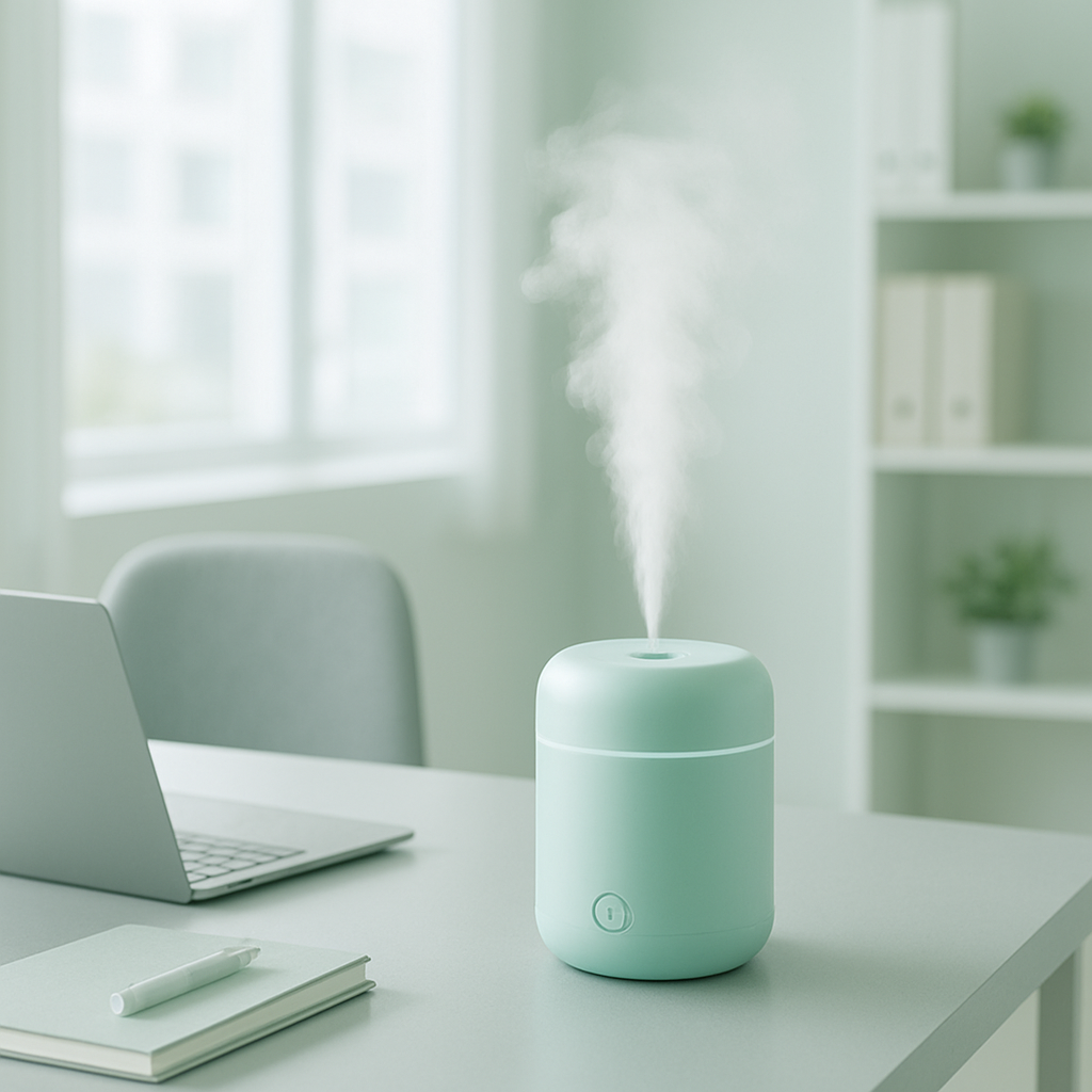 Noise Level desktop humidifier office scene